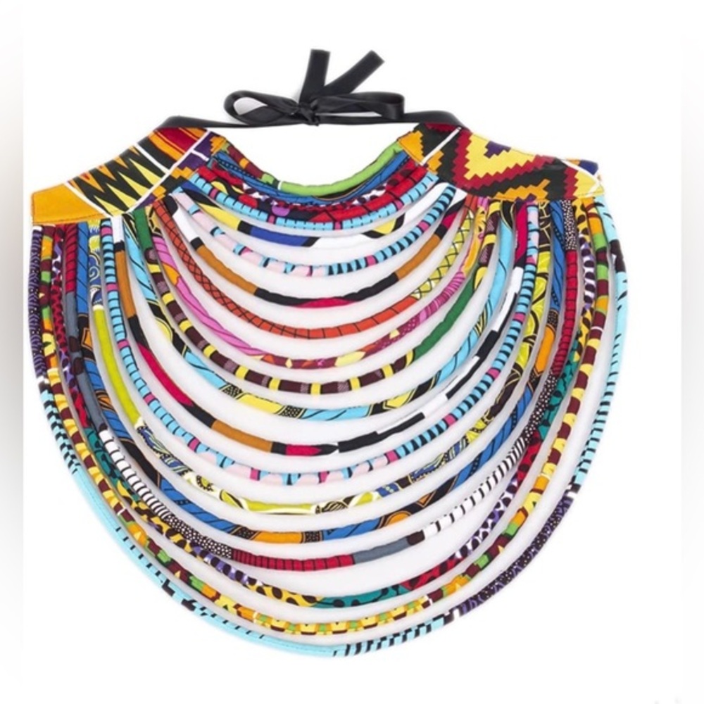 BAZINRICHE Handmade Ankara Kente Multi-Strand African Wax Collar Necklace - Picture 1 of 6